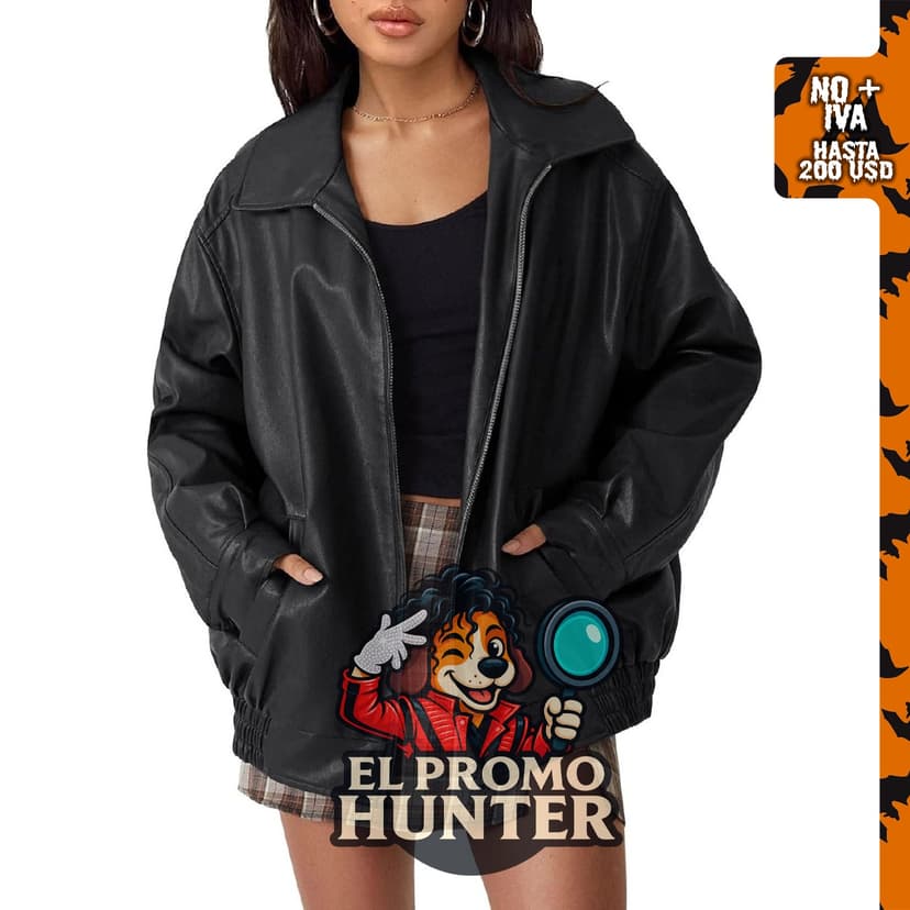 Chaqueta de piel sintética de gran tamaño para mujer, adecuada para otoño.