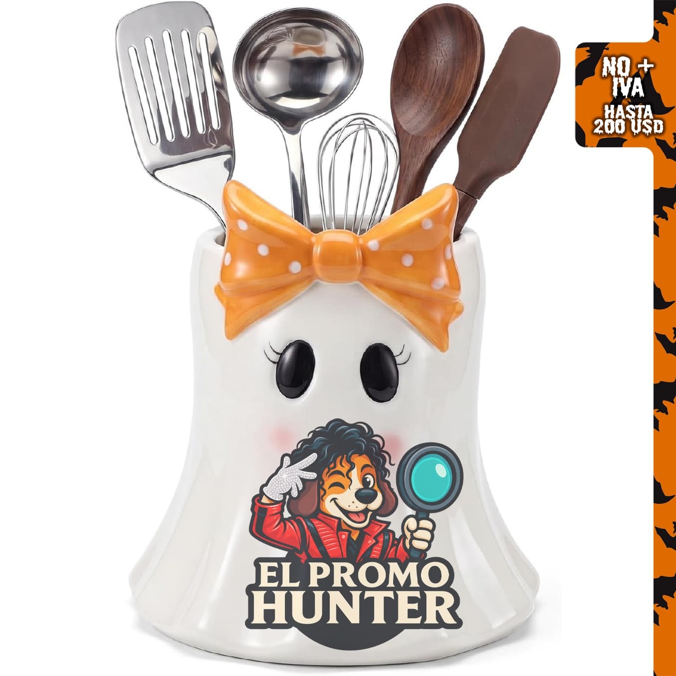 Yungyan Soporte de utensilios de cerámica con arco fantasma para cocina.