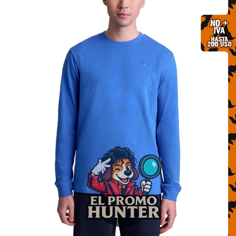 Camiseta de manga larga Champion para hombre, ajuste estándar, logo Script & C, disponible en tallas regulares y grandes.