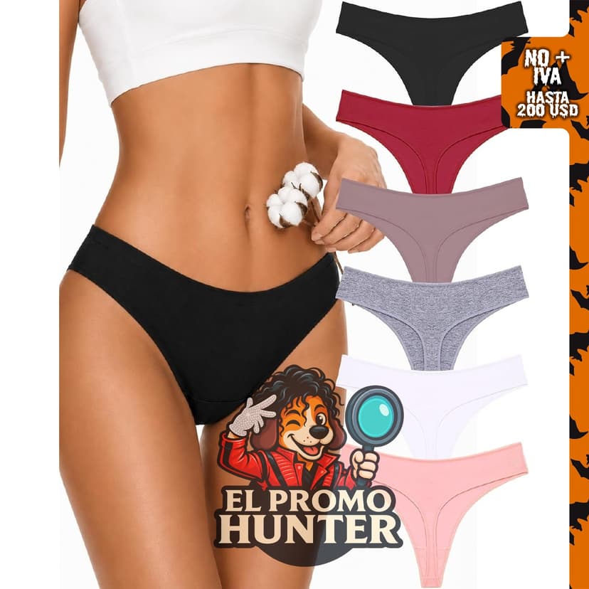 CUTE BYTE Tangas de algodón para mujer, paquete de 6, tallas XS-XL, transpirables y elásticas.