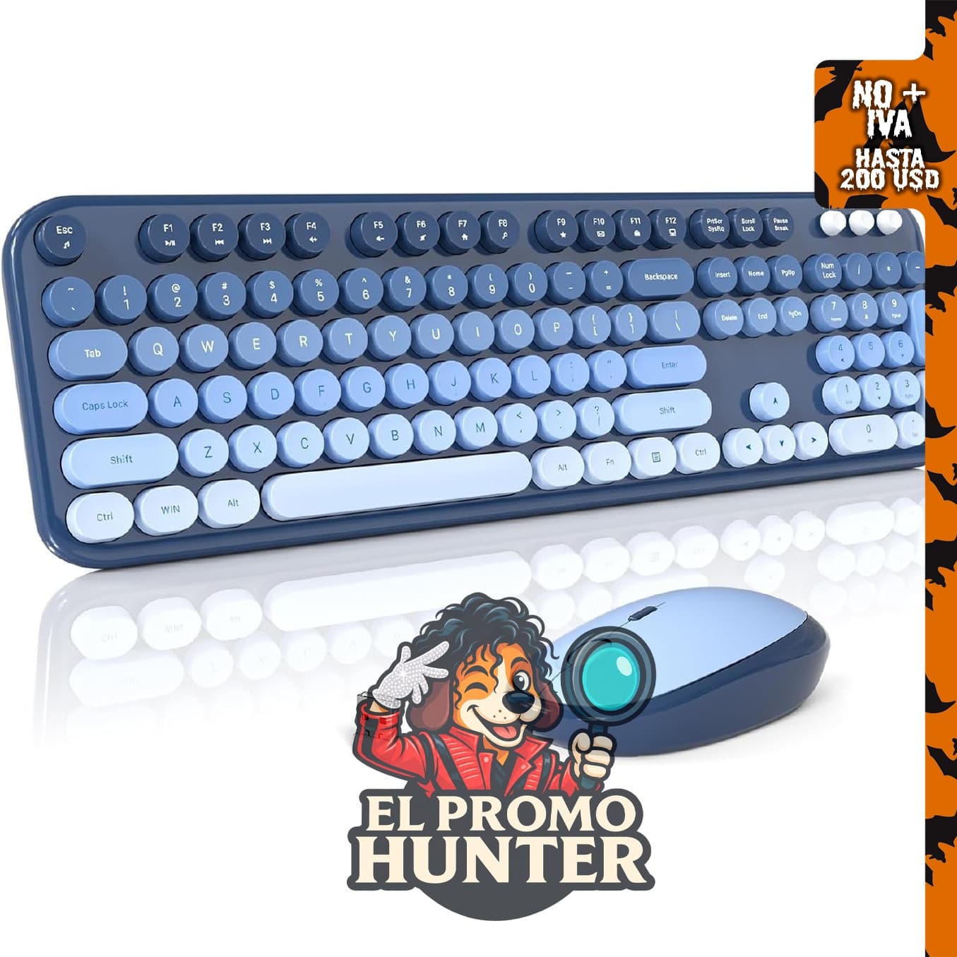 MOFII Combo de teclado y mouse inalámbricos, teclado de tamaño completo y mouse retro de 2.4 GHz para PC.