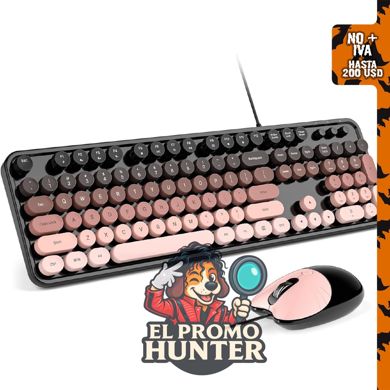 MOFII Combo de teclado y mouse retro con cable USB, tamaño completo, compatible con PC.
