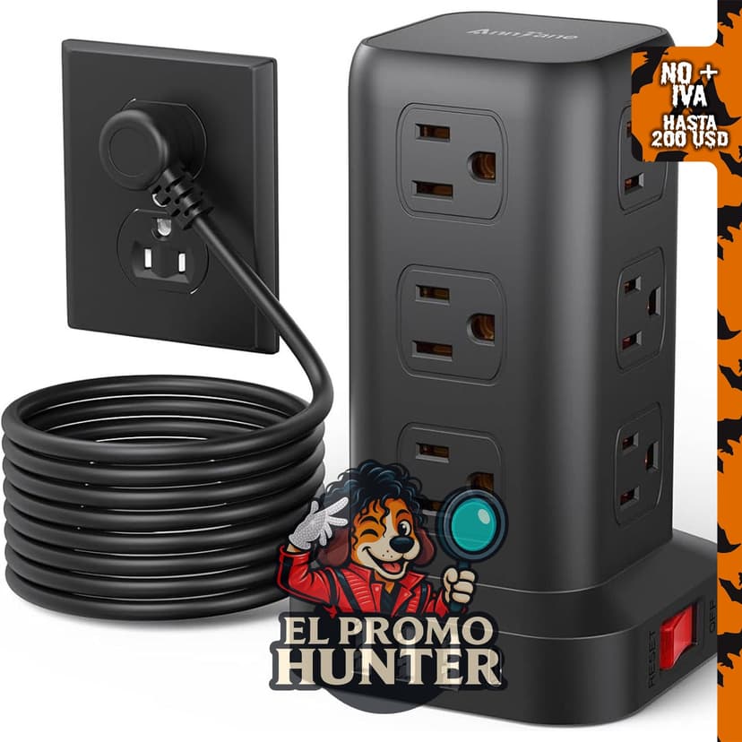 Regleta de alimentación de 10 pies con 12 salidas de CA y 4 puertos USB (1 USB-C).