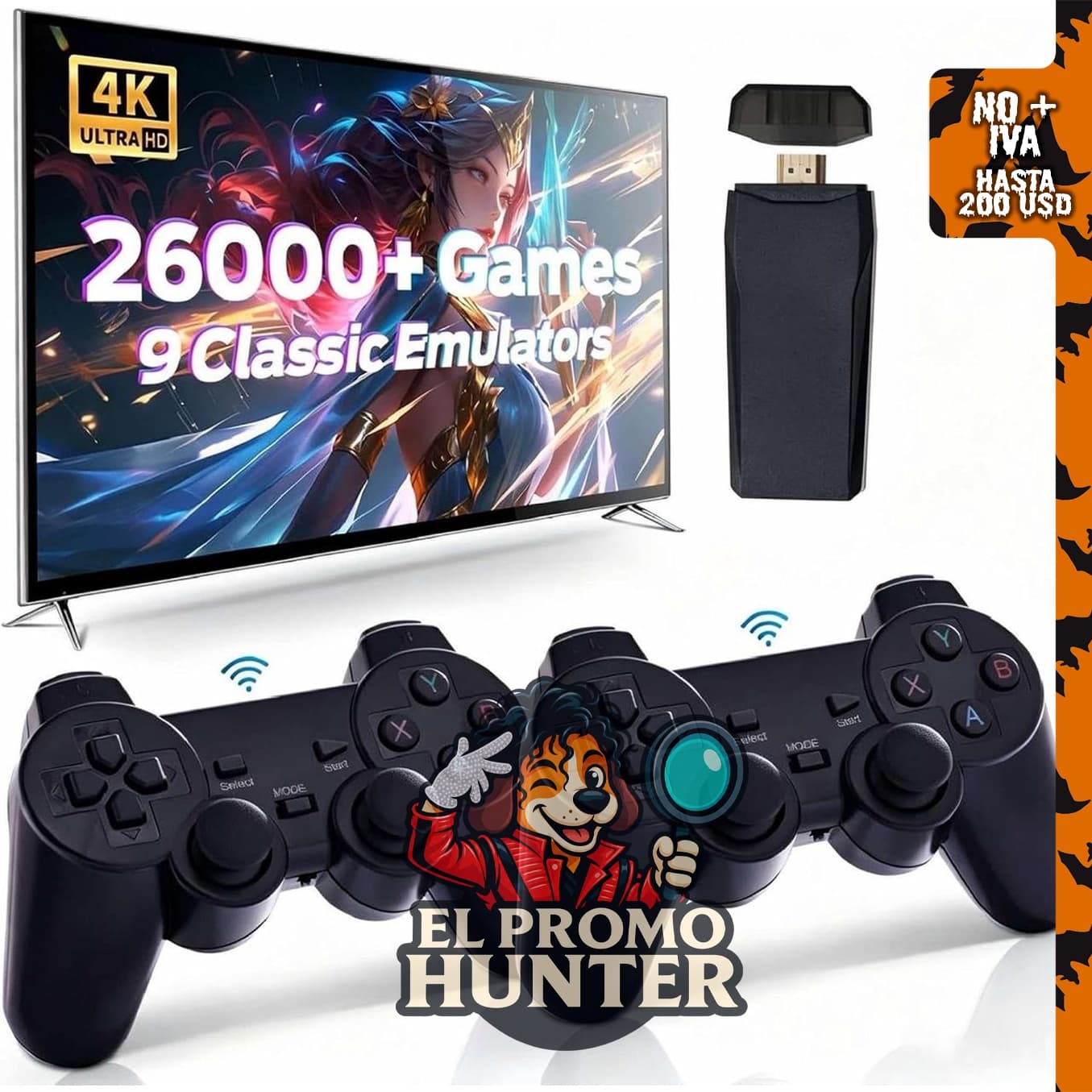 Consola de videojuegos retro RRTFV, inalámbrica, con más de 26,000 juegos incorporados y salida HDMI 4K.