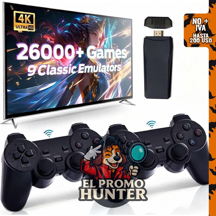 Consola de videojuegos retro RRTFV, inalámbrica, con más de 26,000 juegos incorporados y salida HDMI 4K.