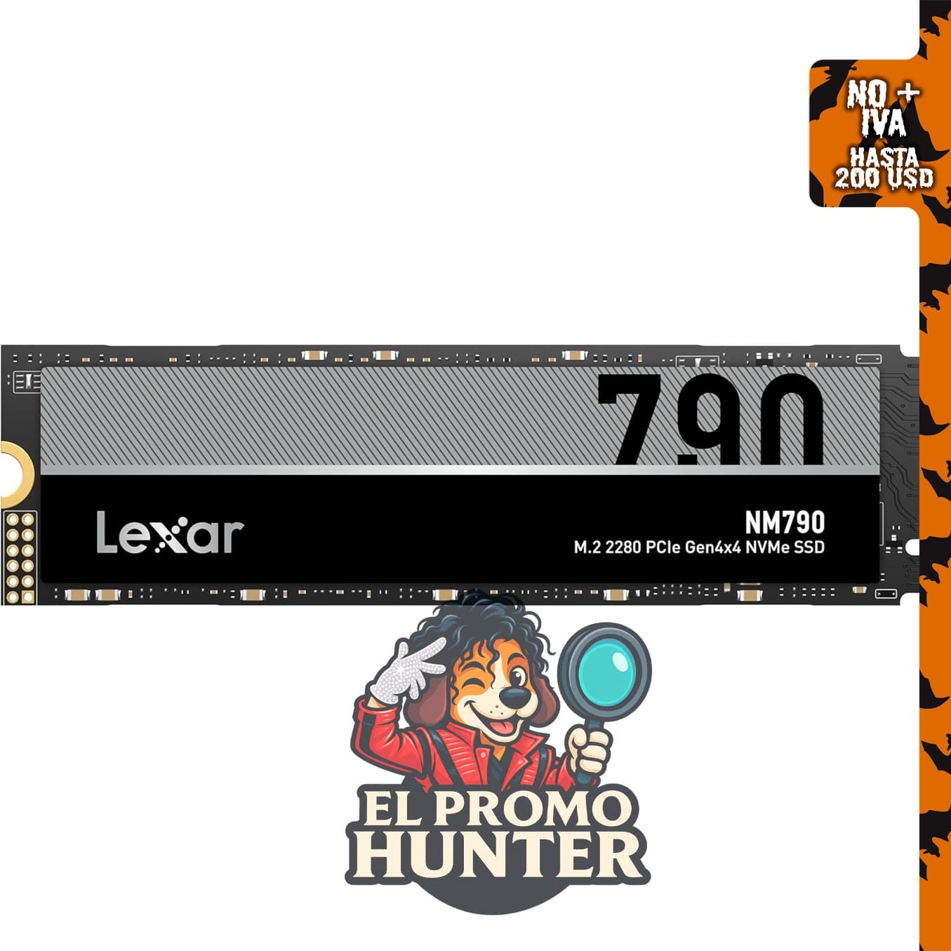 Lexar SSD NM790 PCIe Gen4 NVMe M.2 2280 de 2 TB, hasta 7400/6500 MB/s de lectura/escritura.