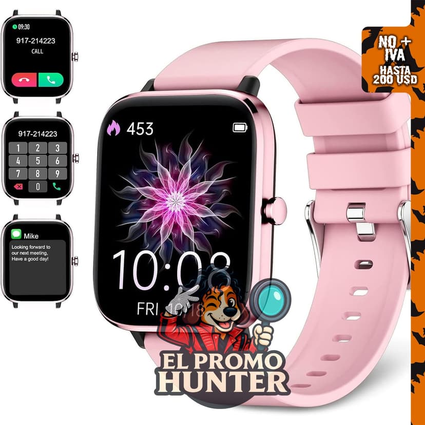 Reloj inteligente para mujer con pantalla táctil de 1.69" (4.3 cm), monitor de actividad física, frecuencia cardíaca y sueño.