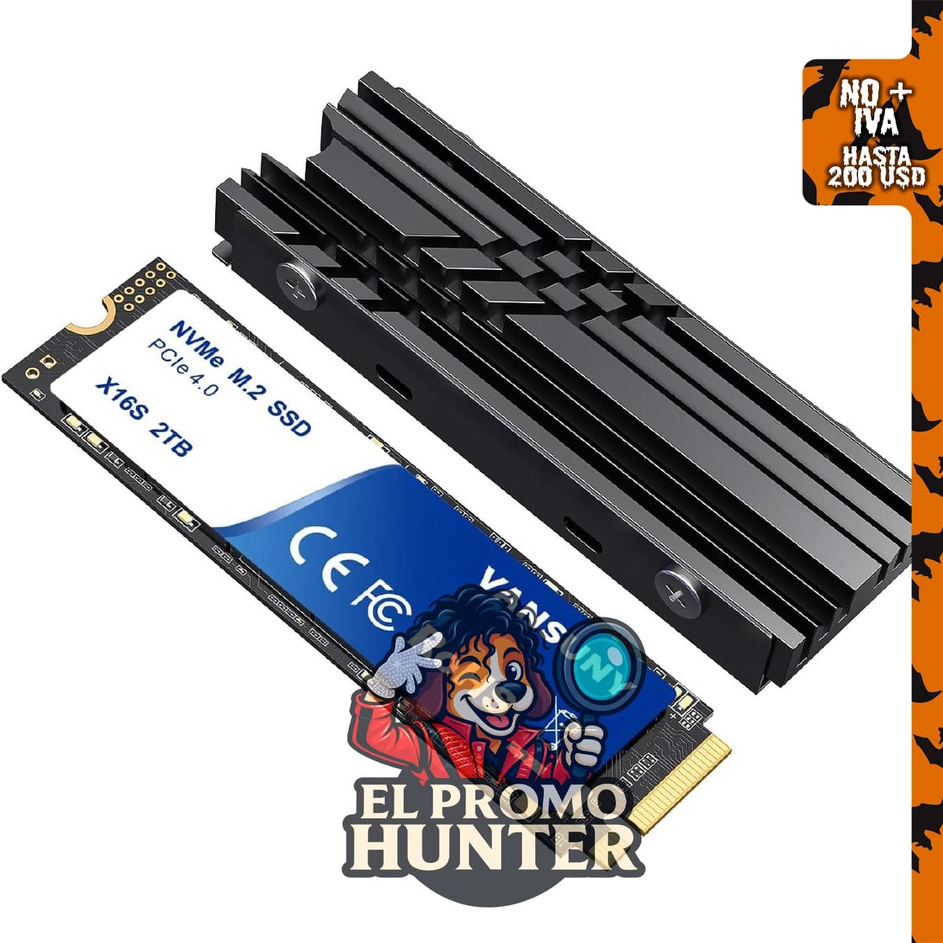 Vansuny SSD NVMe M.2 de 2 TB, unidad interna de estado sólido M2 2280 PCIe 4.0 con disipador de calor.