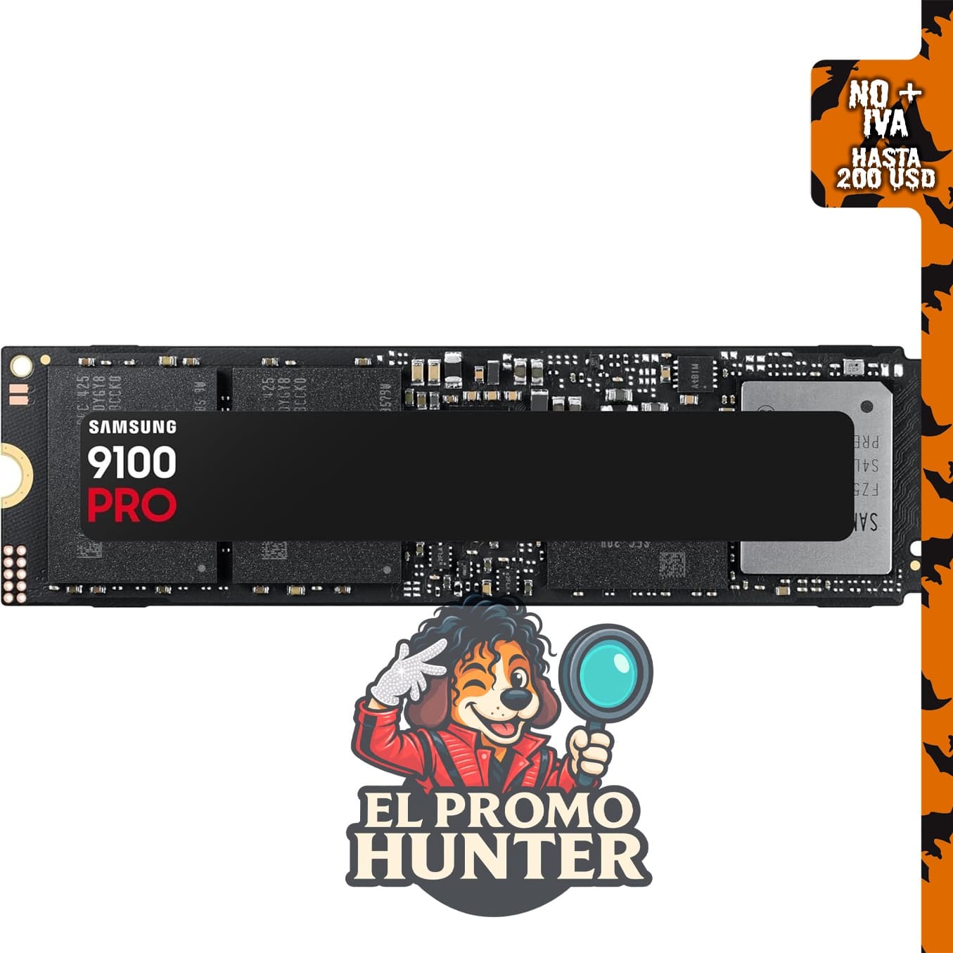 Samsung SSD 9100 PRO 4TB, PCIe 5.0x4 M.2 2280, velocidad de hasta 14,800 MB/s.