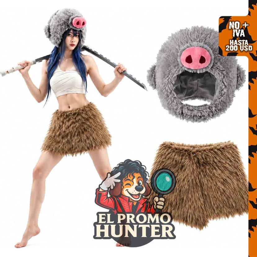 Disfraz de demonio de anime con máscara de cerdo jabalí, incluye 2 piezas.