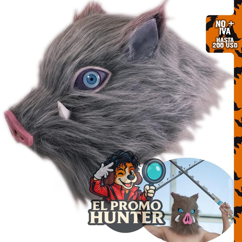 Máscara de Demon Anime Inosuke con casco de látex de jabalí para cosplay y disfraz de Halloween.