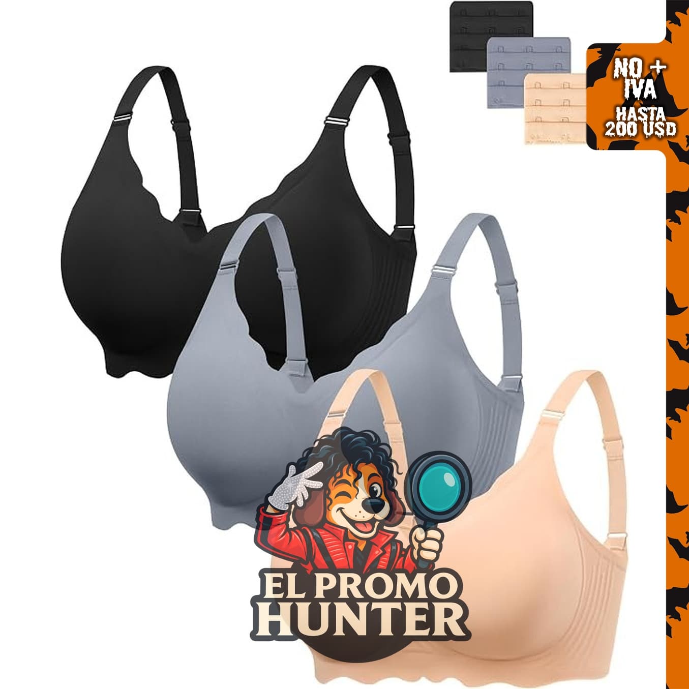 Angelhood Brasier sin costuras para mujer, con push up.