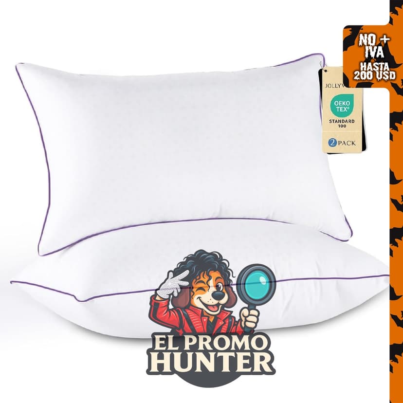 Juego de 2 almohadas firmes tamaño Queen con relleno alternativo de plumón certificado Oeko-Tex.