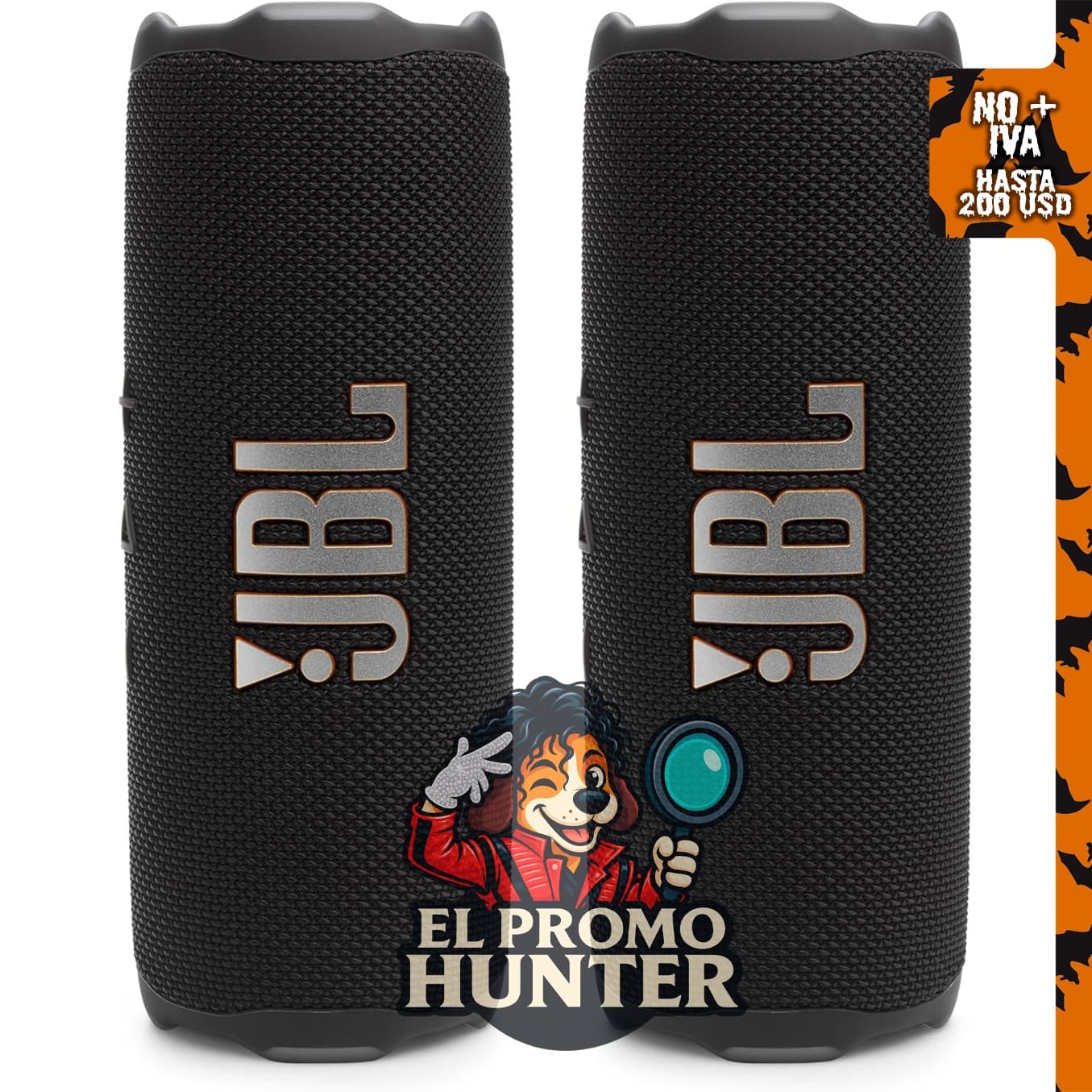 Altavoz portátil JBL Flip 7 impermeable, incluye un par (negro).