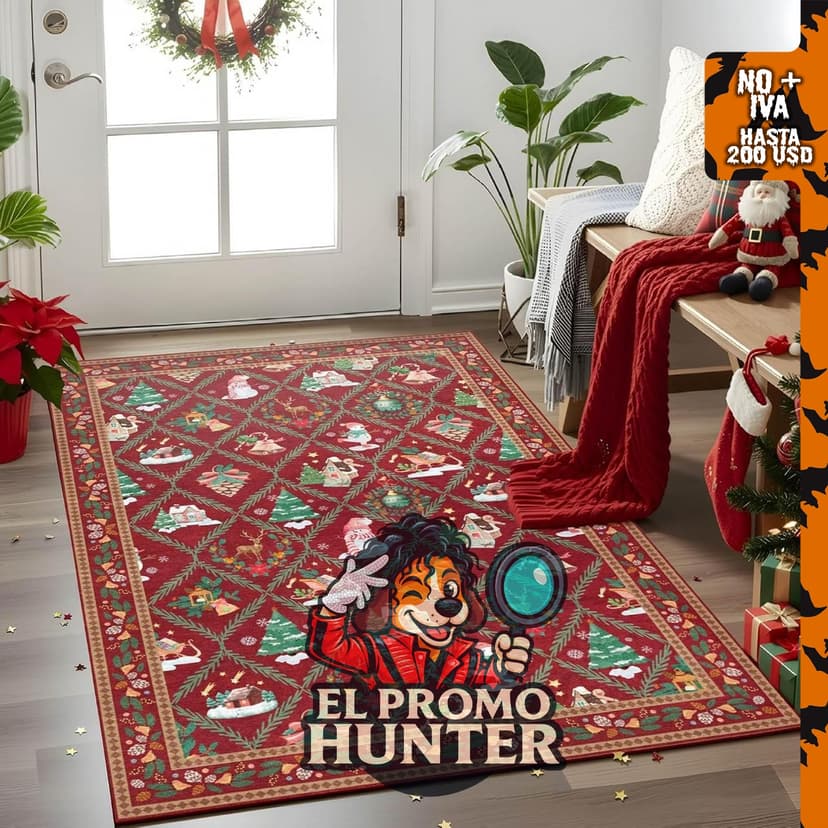 Alfombra navideña de 3x5 pies, diseño de Santa, antideslizante, adecuada para entrada, sala, cocina y baño.