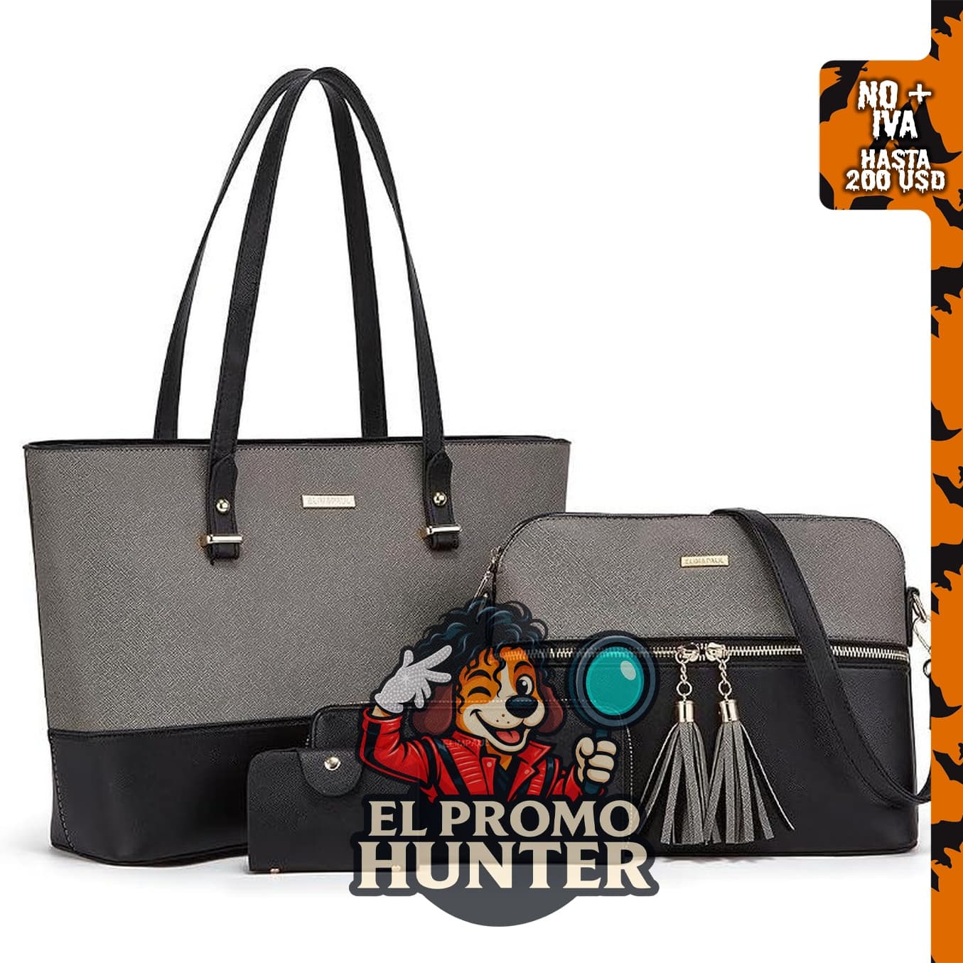 Juego de cartera de 4 piezas que incluye billetera, bolso tote, bolso de hombro y bolso satchel.