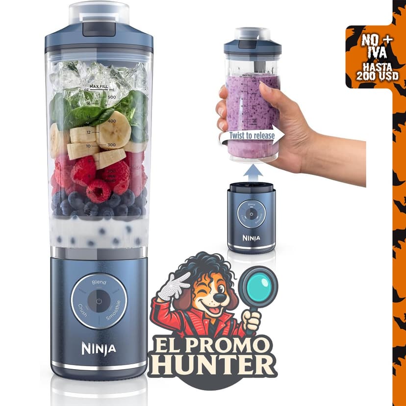 Ninja Blast Max Batidora portátil Twist & Go, 22 onzas (650 ml), color azul marino.