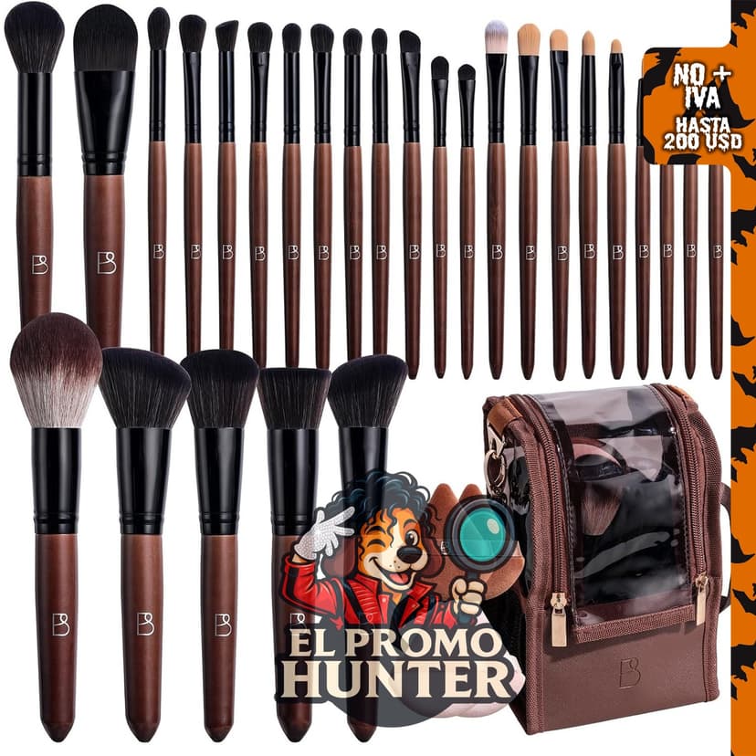 BS-MALL Juego de 28 brochas de maquillaje profesional con bolsa de viaje y esponjas de maquillaje.
