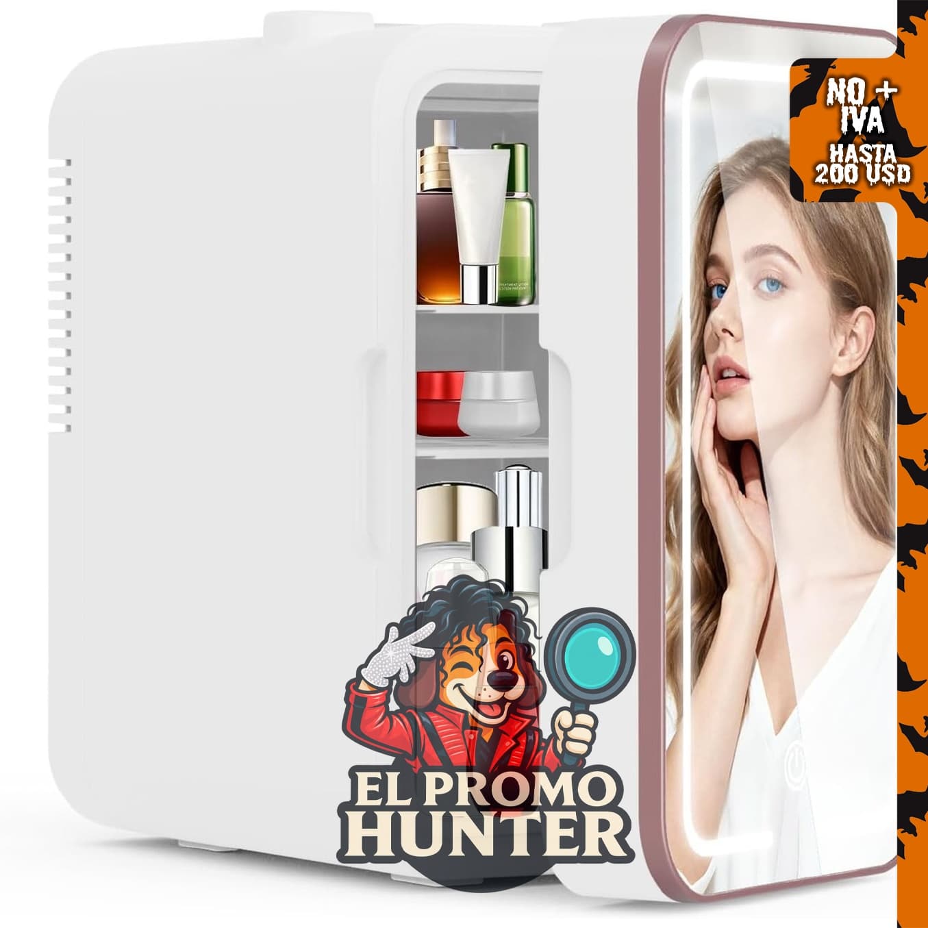 Mini refrigerador para el cuidado de la piel, ideal para uso en dormitorio.