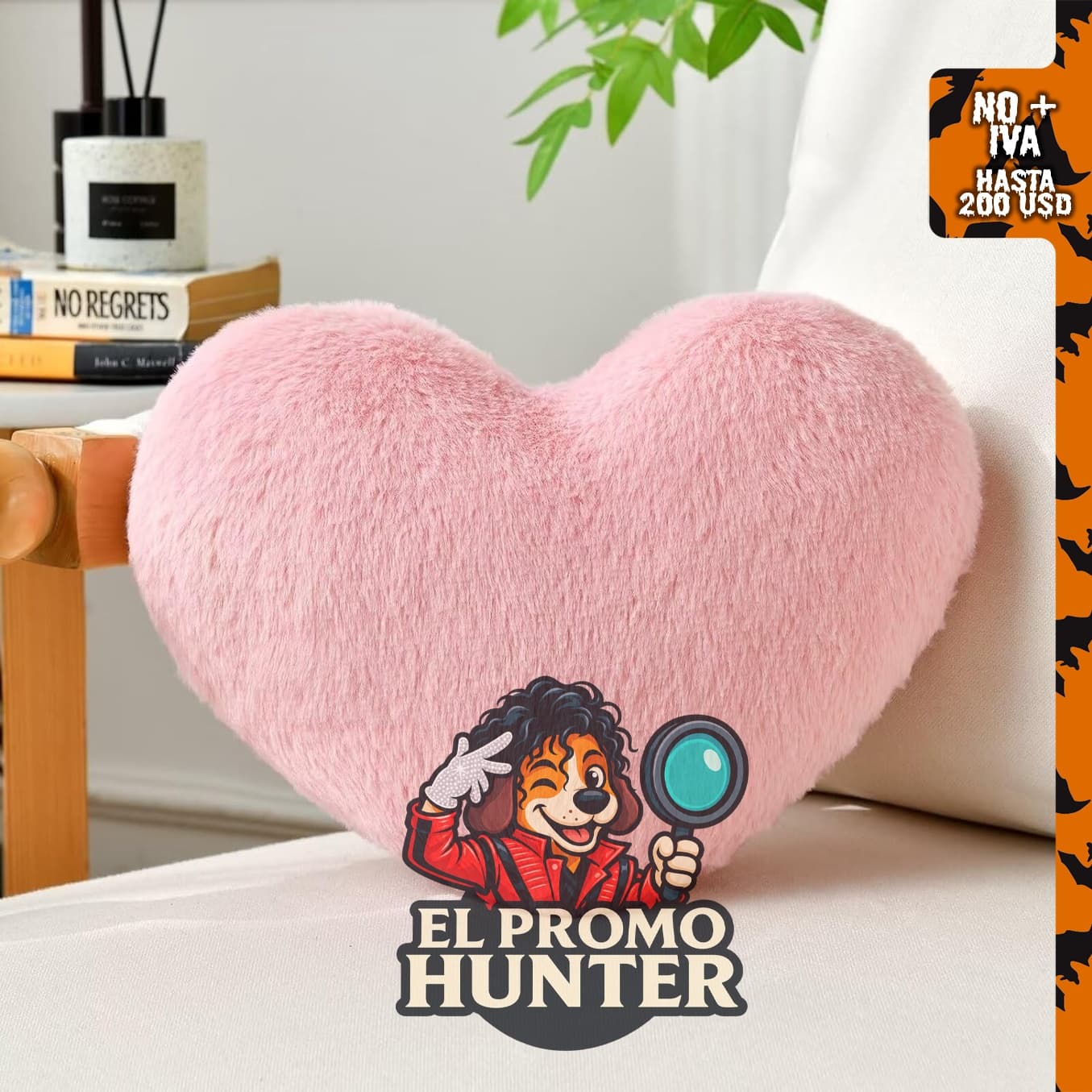 Almohada de corazón rosa de piel de conejo sintética, decorativa para cama y sofá.