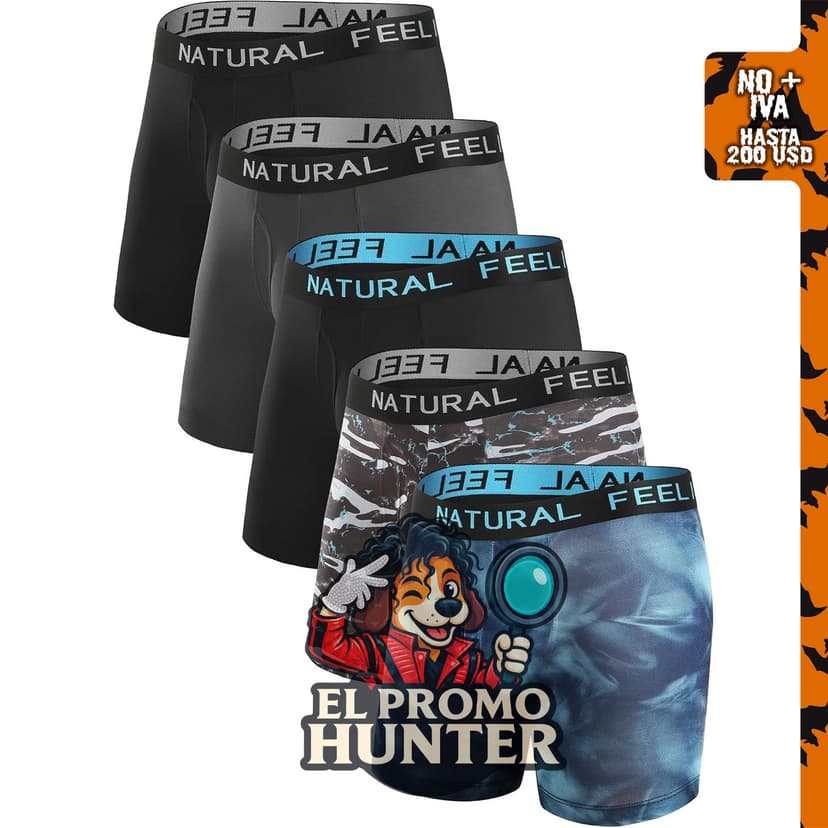 Natural Feelings Calzoncillos Tipo Boxer Coolzone para hombres, paquete elástico de rendimiento de secado rápido.