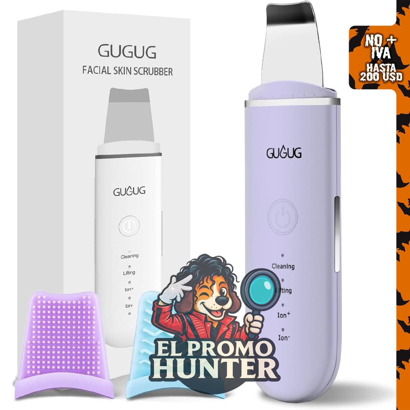 GUGUG Limpiador de poros, espátula para remover puntos negros, 4 modos de funcionamiento.