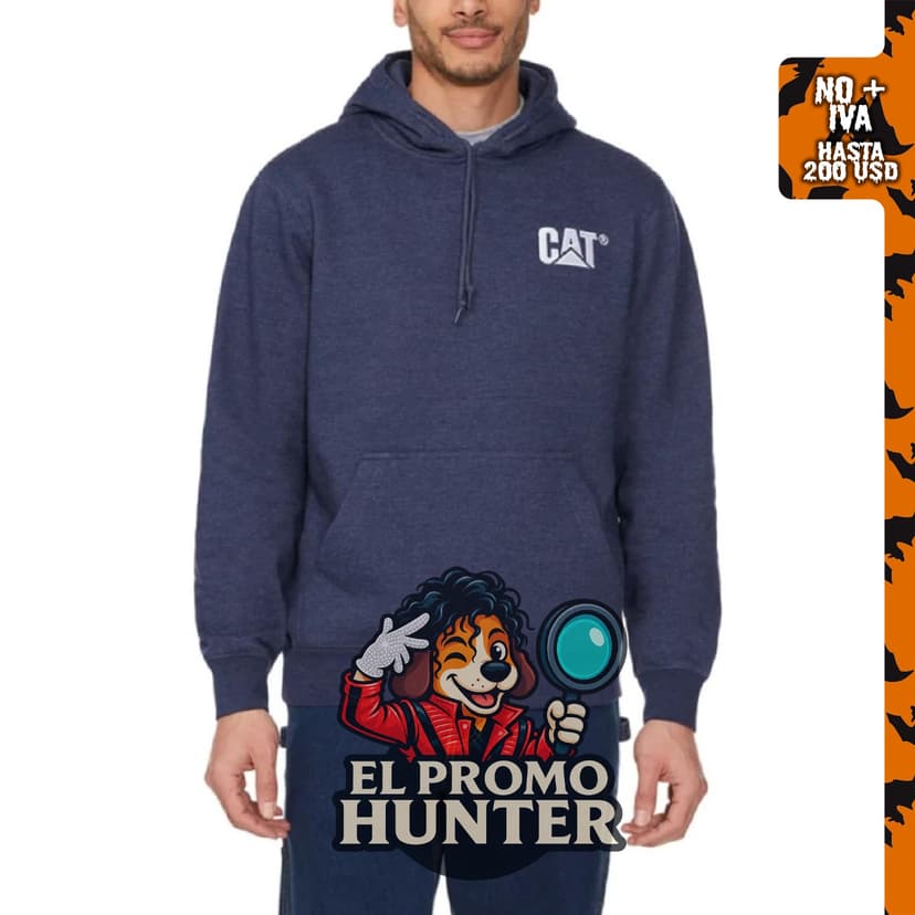 Sudadera con capucha CAT Caterpillar para hombre, color azul, talla S.