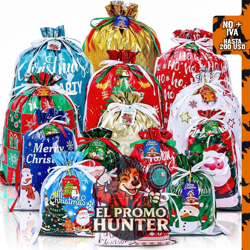 MGparty Bolsas de regalo de Navidad con cordón, paquete de 30 unidades.