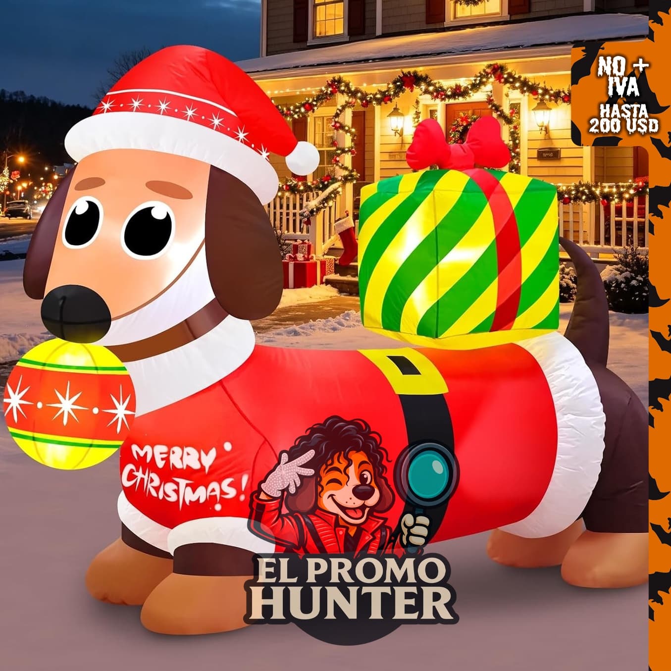 Danxilu Inflables navideños de 5 pies (152 cm) perro salchicha para decoración exterior.