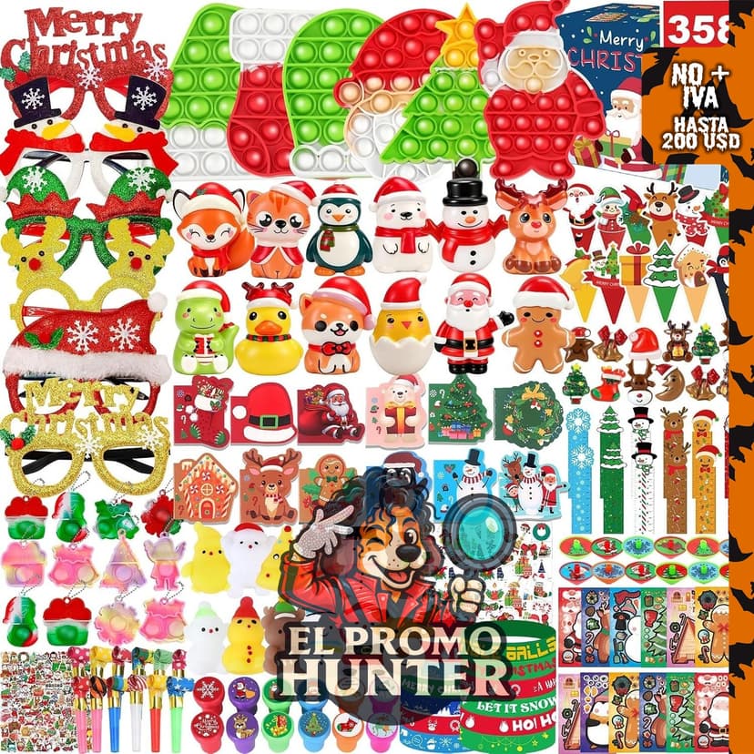Suministros de fiesta navideños PLOUGVI, 358 piezas para decoración y regalos.