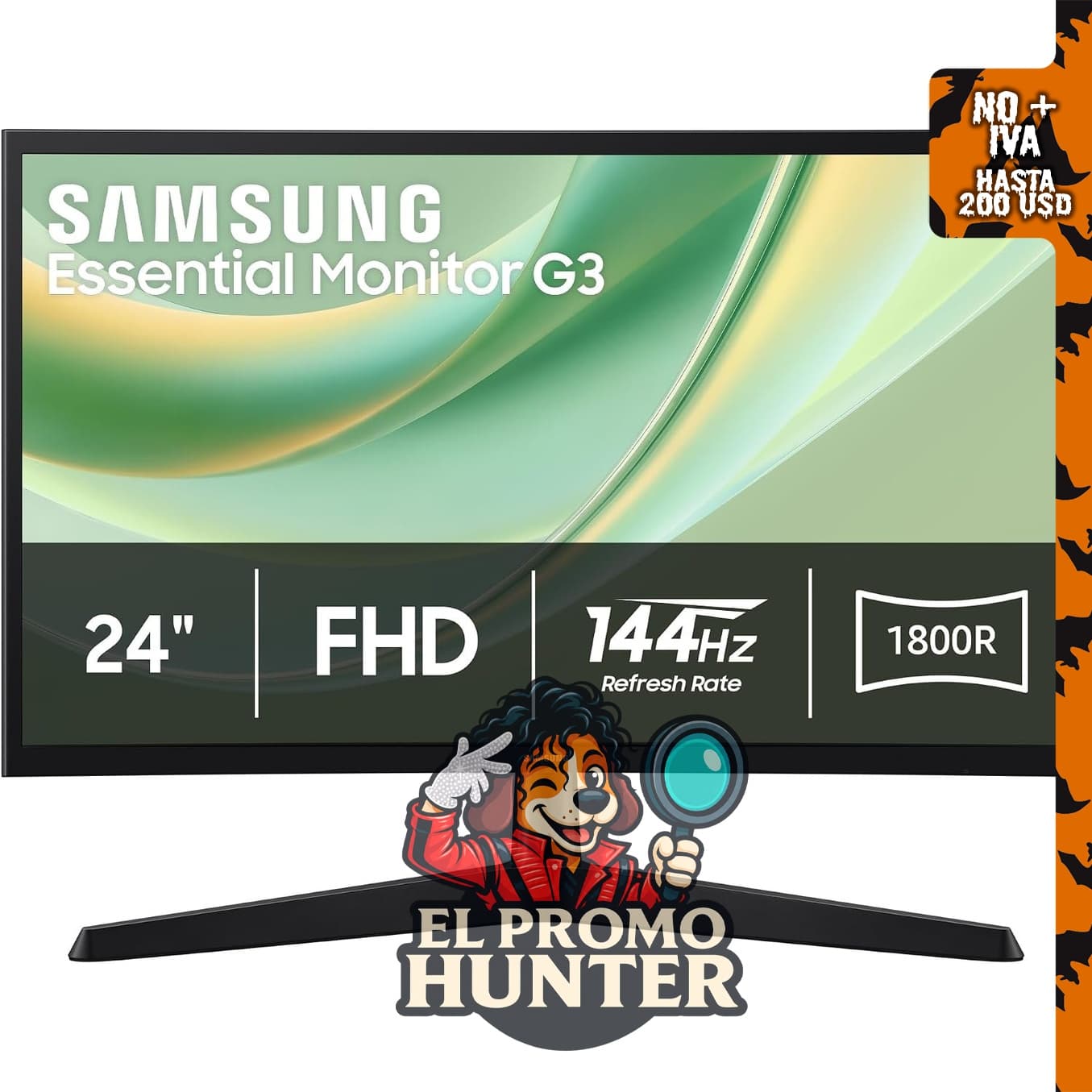 Monitor curvo Samsung Essential G3 (G35H) FHD de 24" con frecuencia de 144Hz.