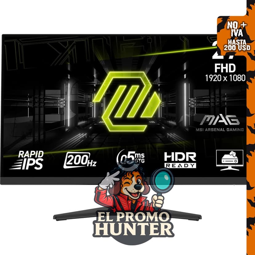 Monitor MSI MAG 272FB E20 de 27" con panel Rapid IPS LCD FHD, 200Hz y 0.5ms de tiempo de respuesta.