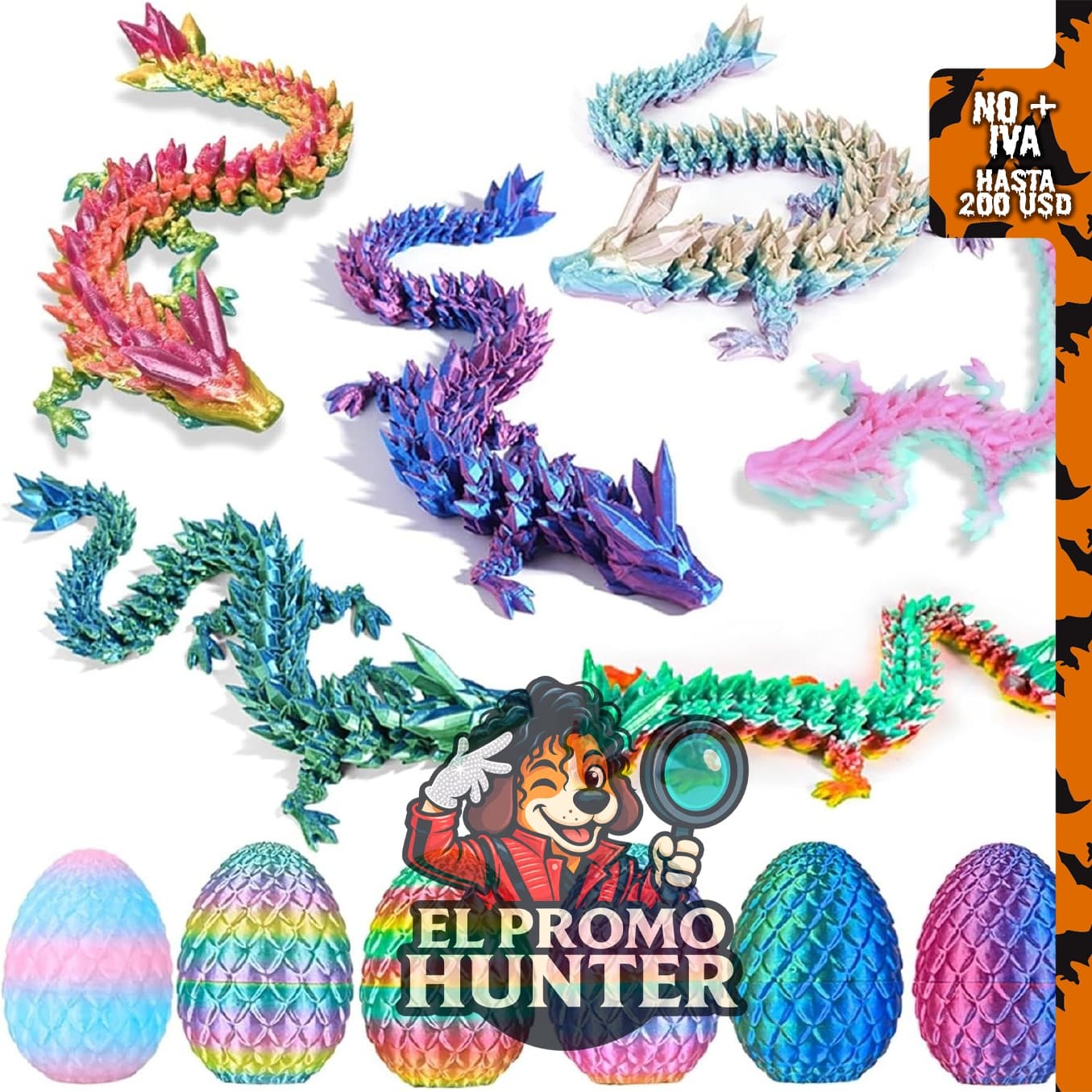 HTXJ-MF 6 piezas de huevos de dragón impresos en 3D con dragón adentro, juguetes sorpresa.