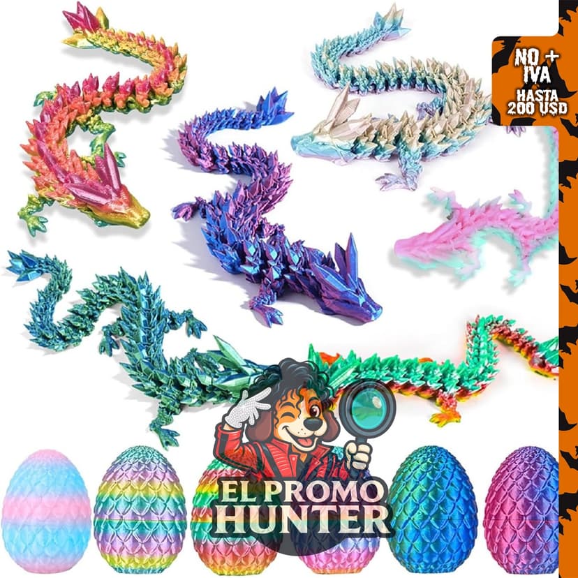 HTXJ-MF 6 piezas de huevos de dragón impresos en 3D con dragón adentro, juguetes sorpresa.