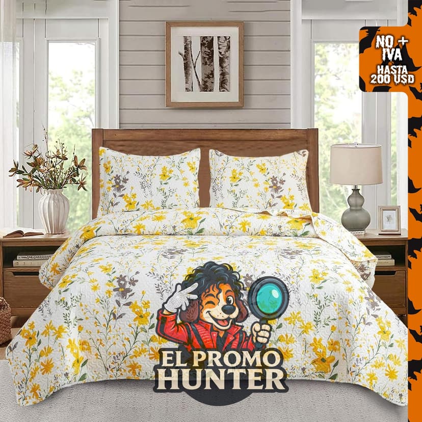 Jarson Juego de edredón floral de 3 piezas, tamaño King, colcha ligera reversible con flores botánicas.