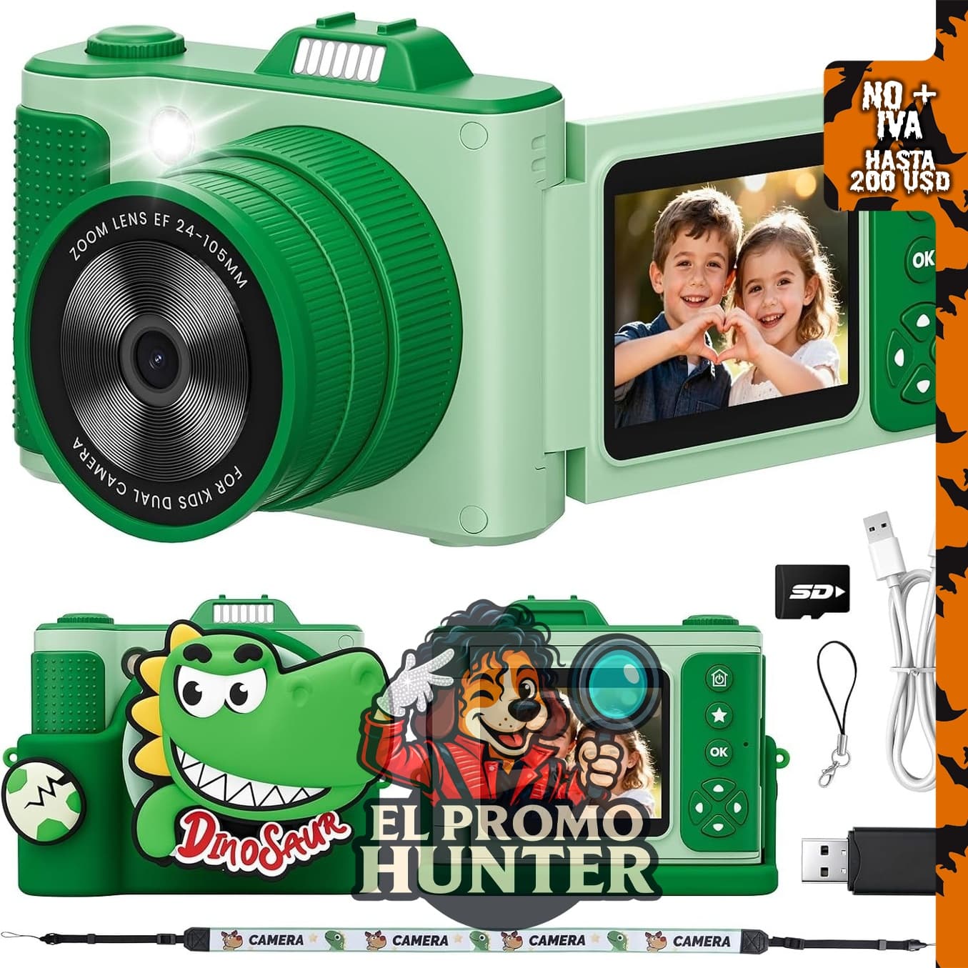 Cámara digital para niños SnapMem, adecuada para edades de 3 a 10 años.