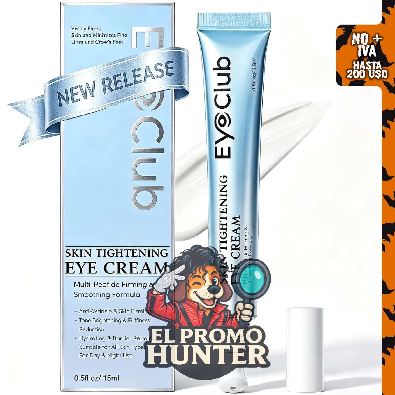 EyeClub Crema de ojos reafirmante multipéptido con suero de ojos.