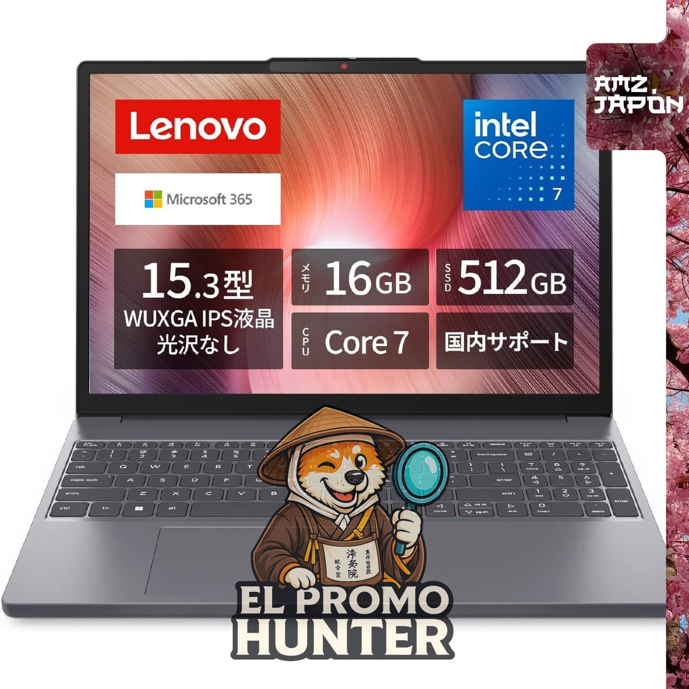 Lenovo IdeaPad Slim 3 Laptop, 15.3", Intel Core i7, 16 GB RAM, 512 GB SSD, Microsoft 365 Personal (24 meses).