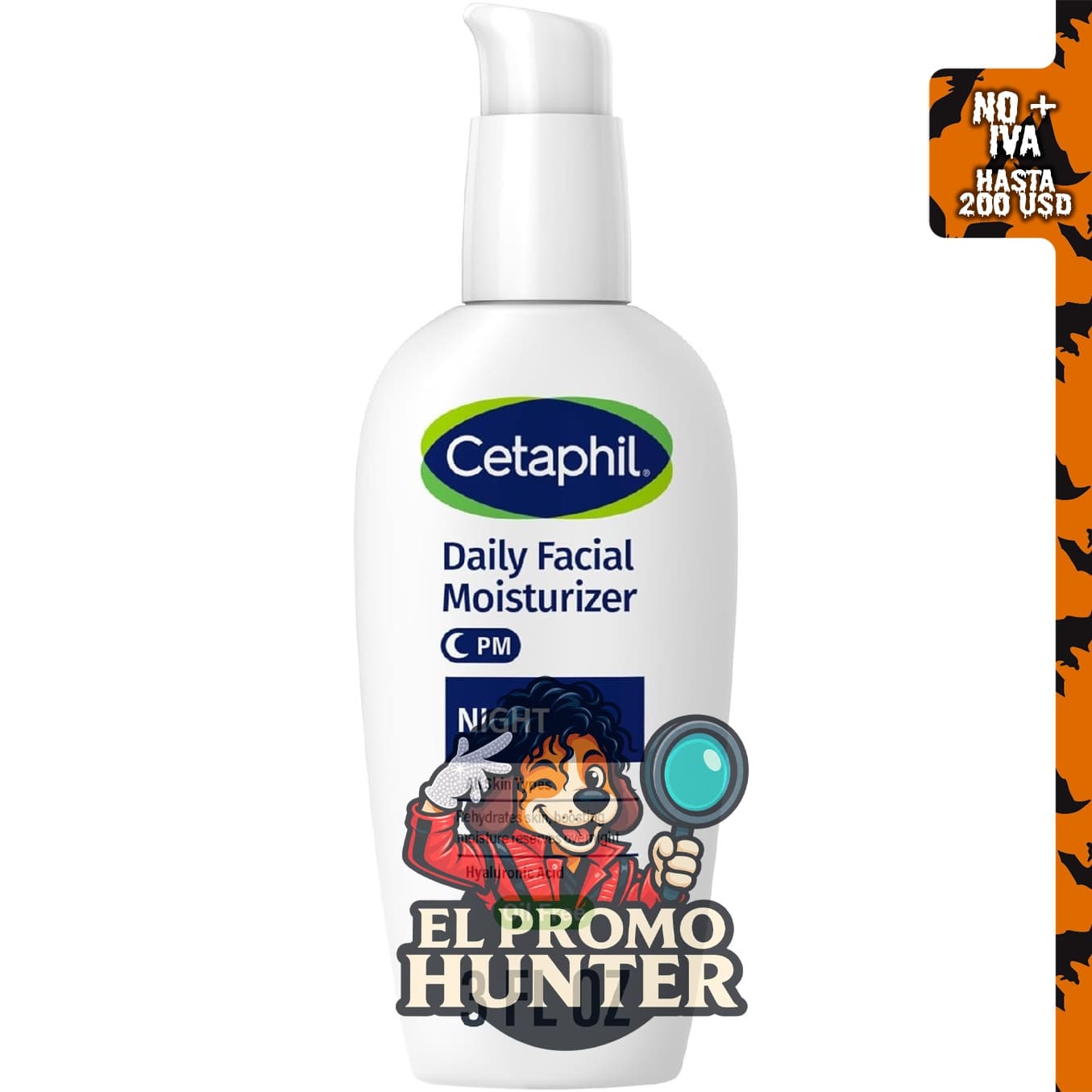 Cetaphil Crema hidratante facial de noche con ácido hialurónico para todo tipo de piel.