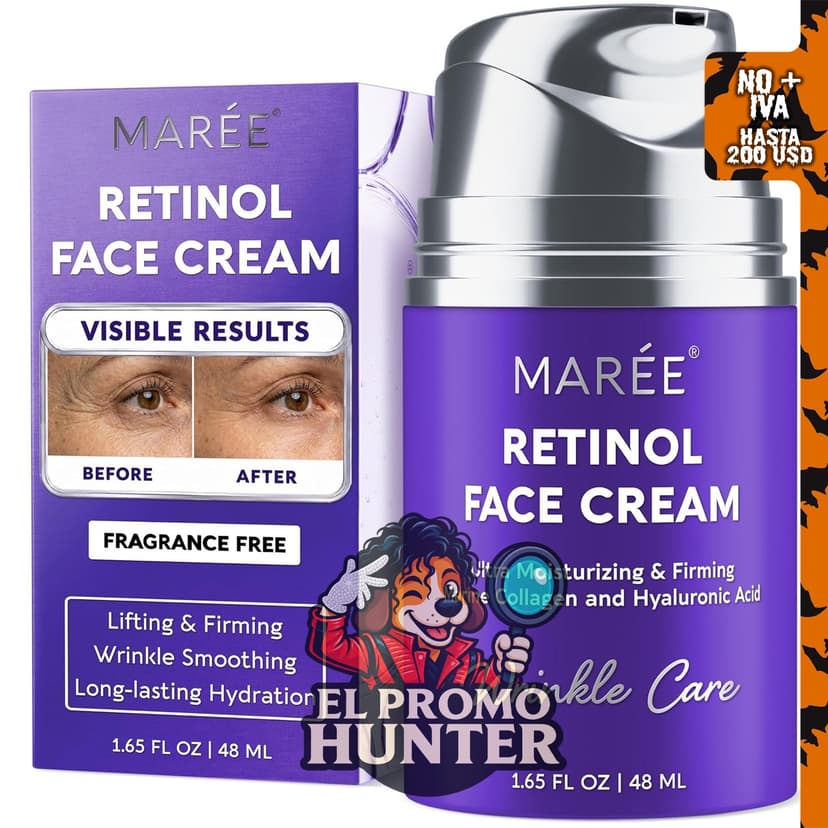 Crema hidratante facial MAREE con retinol para el cuidado nocturno de la piel.