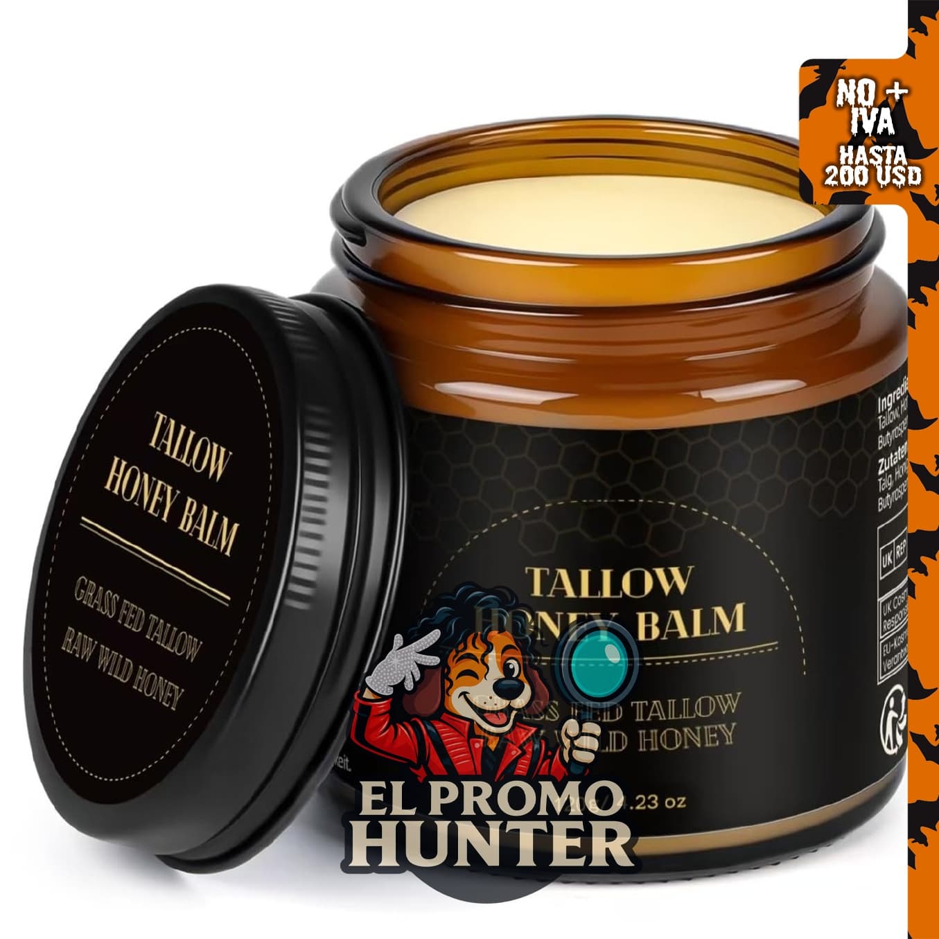 IIIMEIDU Sarga de ternera para piel, bálsamo de miel y bálsamo hidratante facial, 100 % carne de res orgánica.