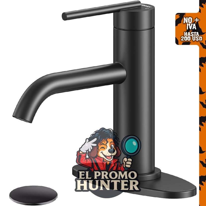 Grifo de baño negro mate de una sola manija para lavabo.
