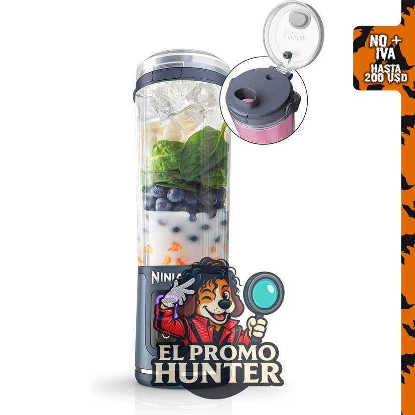 Ninja BC151NV Blast Licuadora Portátil, Inalámbrica, 18 oz, Recargable USB-C, Sin BPA, Tapa a Prueba de Fugas.
