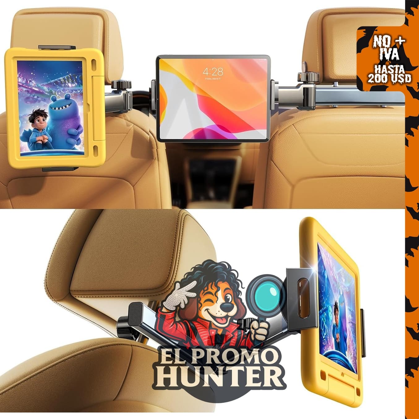 LISEN Soporte para iPad, 4 en 1, para asiento de coche.