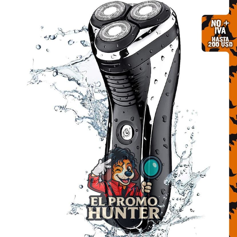 Hatteker Máquina de afeitar eléctrica rotativa para hombre, inalámbrica y resistente al agua.