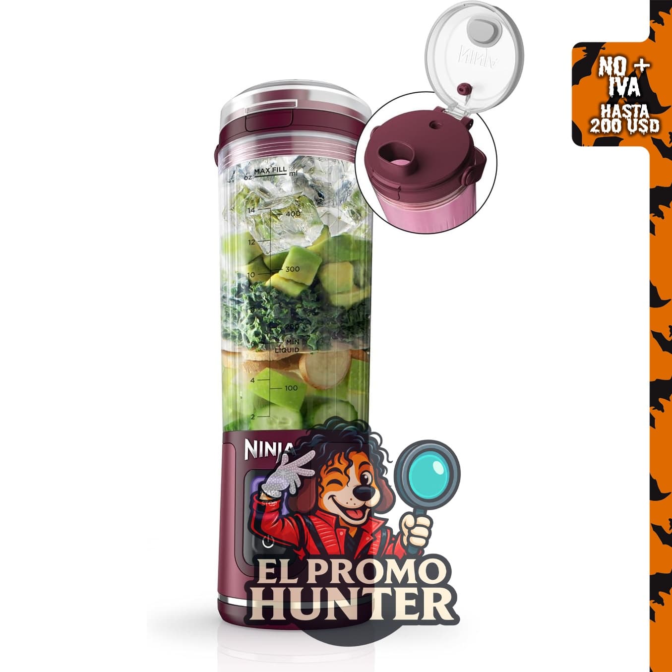 Ninja Blast Batidora portátil inalámbrica, recipiente de 532 ml.