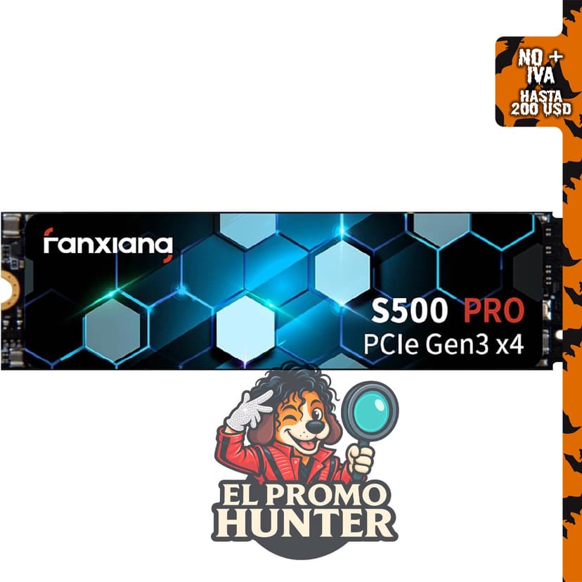 fanxiang S500 Pro 1TB NVMe SSD M.2 PCIe Gen3x4 2280, unidad interna de estado sólido con caché SLC y 3D NAND TLC, hasta 3200 MB/s.