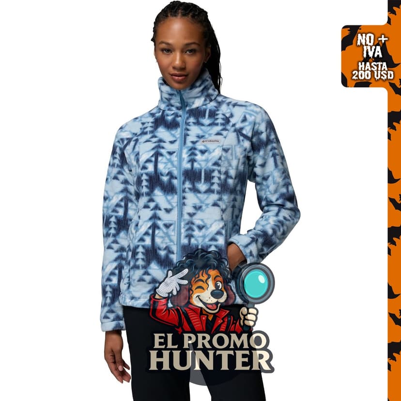 Columbia Chaqueta Benton Springs estampada con cremallera completa para mujer.