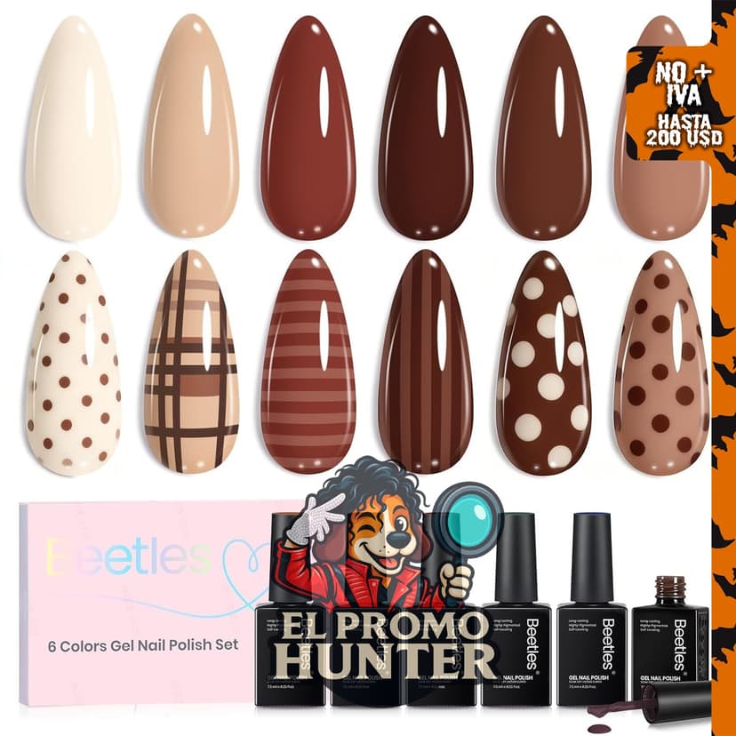 Beetles Juego de esmaltes de gel marrón, colección aroma tostado.