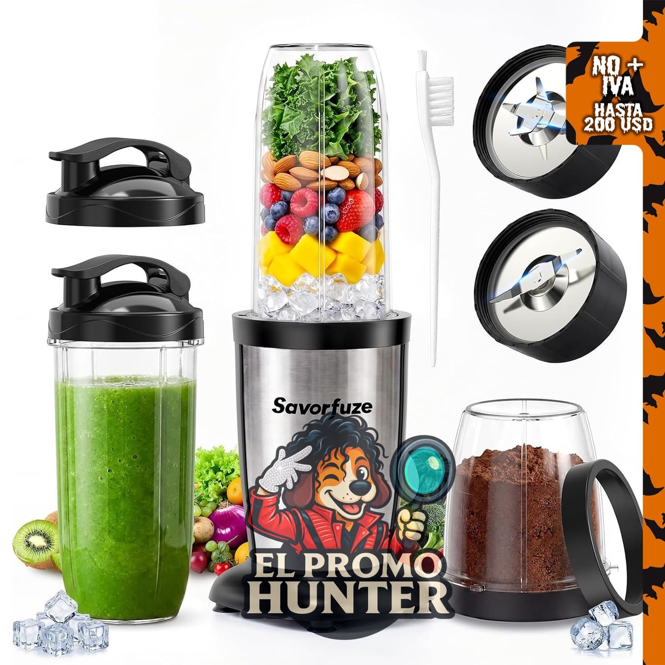 Licuadora de smoothies y molinillo, personal para batidos y shakes.